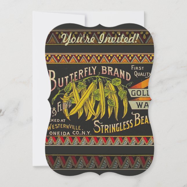 String Bean Label Vegetable Country Invitation (Front)