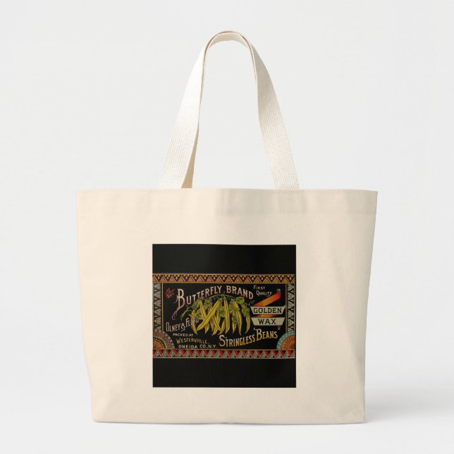 String Bean Label Vegetable Country Large Tote Bag (Front)