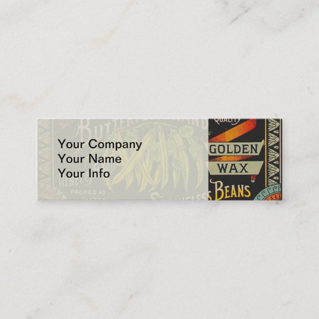 String Bean Label Vegetable Country Mini Business Card (Front)