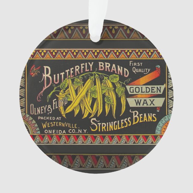 String Bean Label Vegetable Country Ornament (Front)
