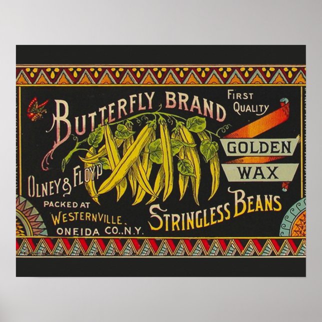 String Bean Label Vegetable Country Poster (Front)