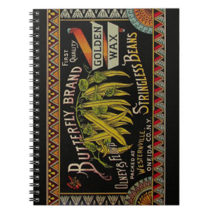 String Bean Label Vegetable Country Spiral Notebook