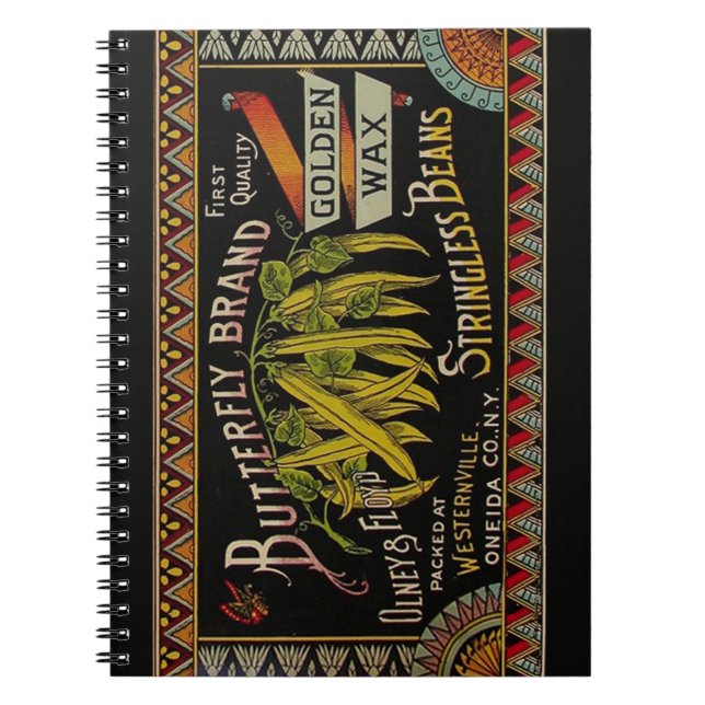 String Bean Label Vegetable Country Spiral Notebook (Front)