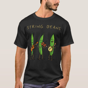String Beans Funny Vegetable Music Pun Cartoon Ban T-Shirt