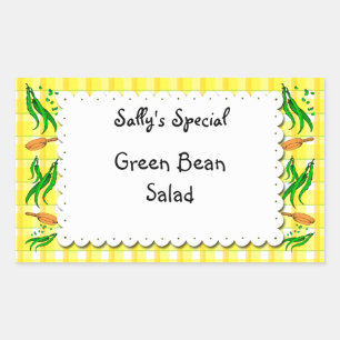 String Beans Yellow Checks Custom Food Stickers