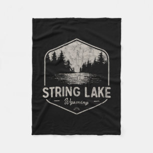String Lake Wyoming Outdoors Vintage Fleece Blanket