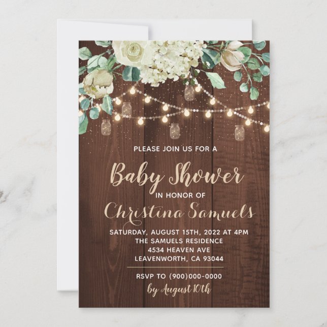 String Light Baby Shower Invitation (Front)