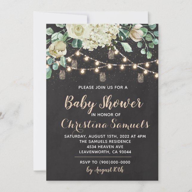 String Light Baby Shower Invitation (Front)