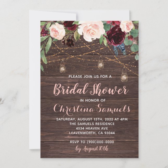 String Light Bridal Shower Invitation (Front)