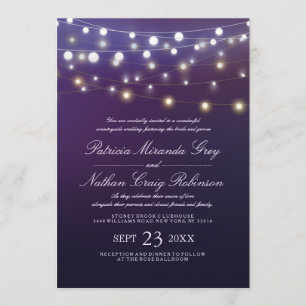 String Light Purple Evening Wedding Invites