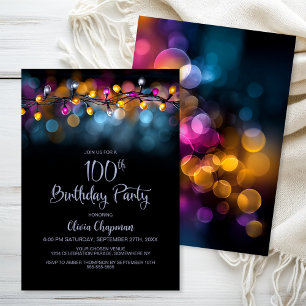 String Lights 100th Birthday Party Invitation