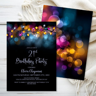 String Lights 21st Birthday Party Invitation