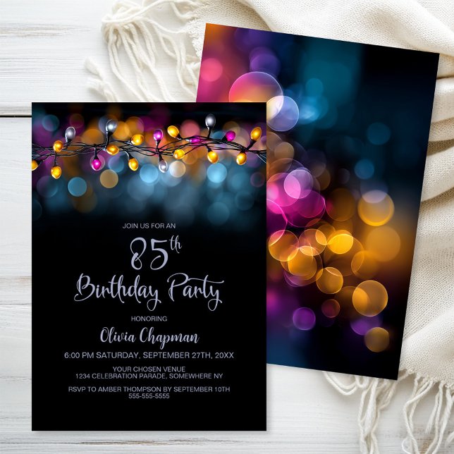 String Lights 85th Birthday Party Invitation (Creator Uploaded)