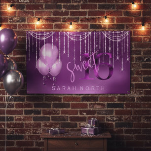 String Lights & Balloons Sweet 16 Orchid ID473 Banner