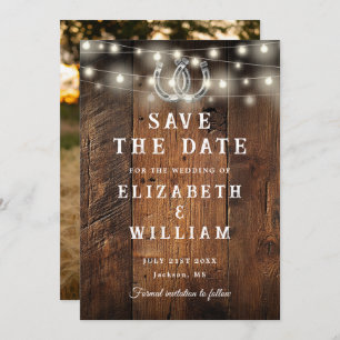 String Lights Barn Wood Photo Western Wedding  Save The Date
