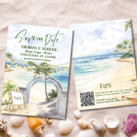 String Lights Beach QR Code Save The Date Tropical