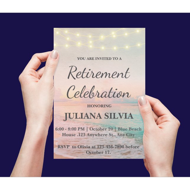 String Lights Beach Retirement Party Flyer (Creator Uploaded)