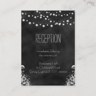 String Lights Black Chalkboard Reception Enclosure Card