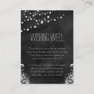 String Lights Black Chalkboard Wishing Well Enclosure Card