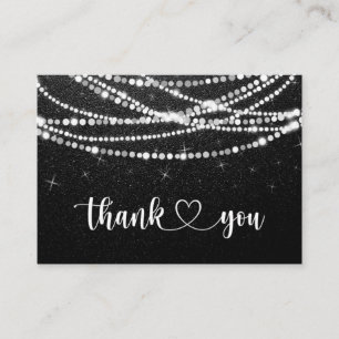 String Lights Black White Thank You Business Card