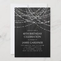 String Lights Black Wood Rustic Birthday