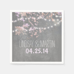 String Lights Branches Rustic Garden Wedding Napkin