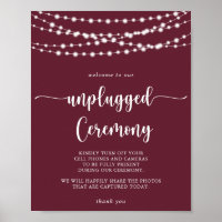 String Lights Burgundy Unplugged Ceremony