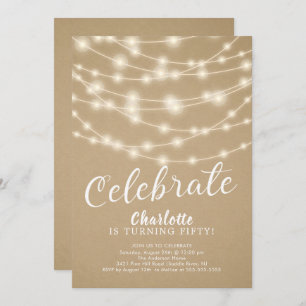String Lights Celebrate 50th Birthday Invitation