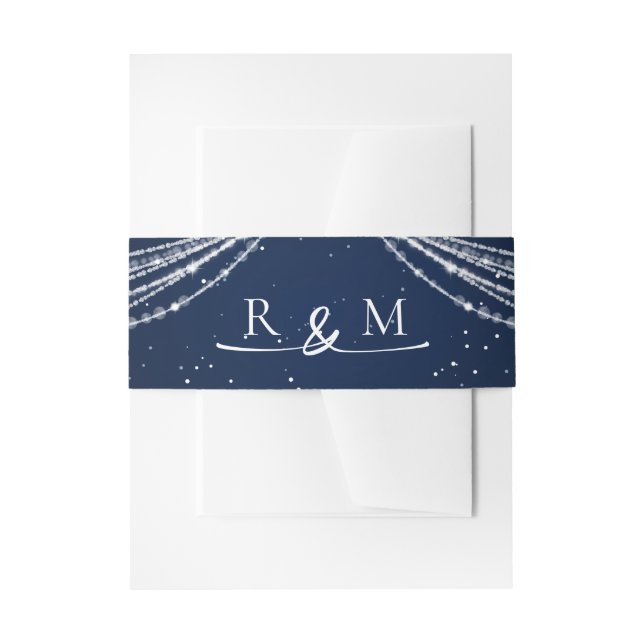 String Lights Celestial Wedding Invitation Belly Band (Front Example)
