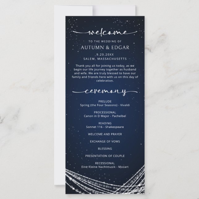 String Lights Celestial Wedding Program (Front)