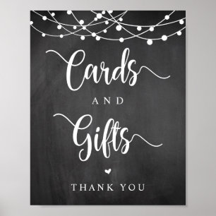 String Lights, Chalkboard Wedding Cards and Gifts Poster