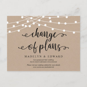 String lights, Change of plans, wedding postponed Postcard