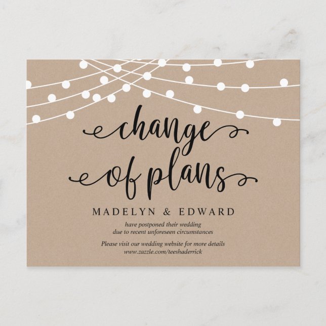 String lights, Change of plans, wedding postponed Postcard (Front)