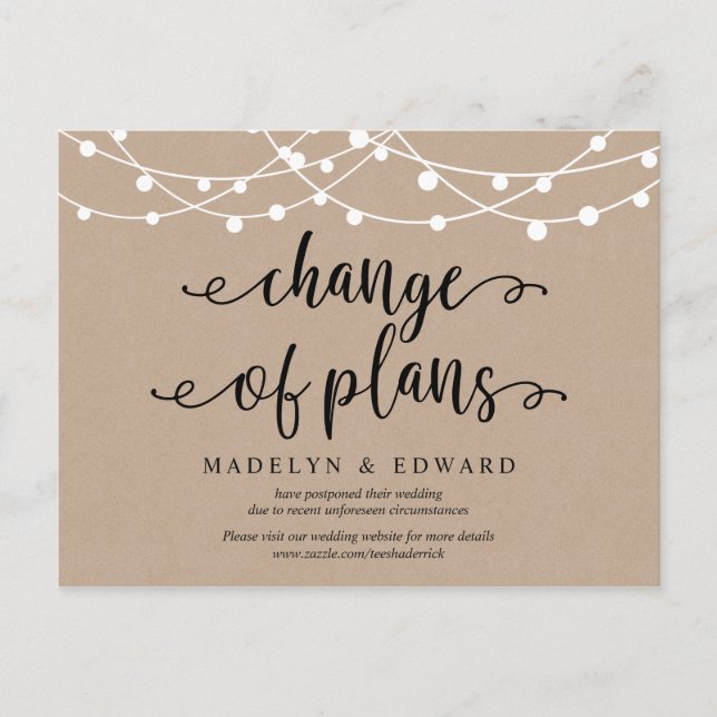 String lights, Change of plans, wedding postponed Postcard (Front)