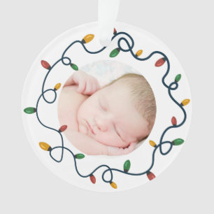 String Lights Custom Baby's First Christmas Photo Ornament