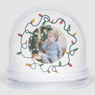 String Lights Custom Photo Baby 1st Christmas Snowglobe