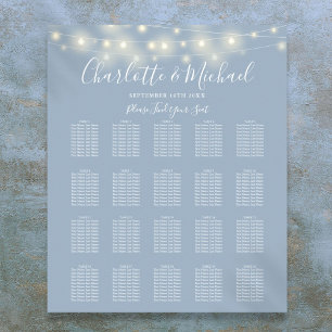 String Lights Dusty Blue Wedding Seating Chart