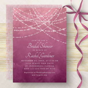 String Lights Dusty Rose Pink Bridal Shower Invitation