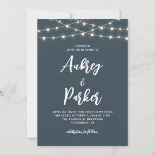 String Lights EDITABLE COLOR Wedding Invitation