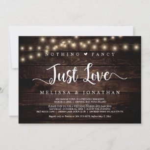String Lights, Elopement, Nothing Fancy Just Love Invitation