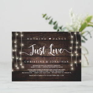 String Lights, Elopement, Nothing Fancy Just Love  Invitation
