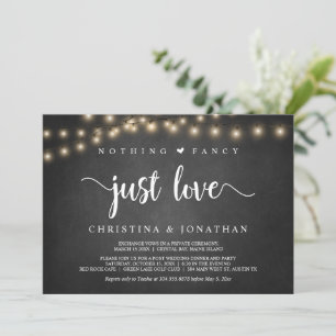 String Lights, Elopement, Nothing Fancy Just Love Invitation