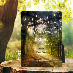 String Lights Enchanted Forest Bridal Welcome Sign Plaque