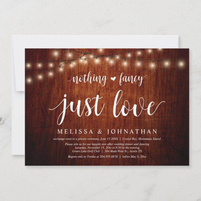 String Lights Farm, Wedding Elopement Dinner Party Invitation (Front)