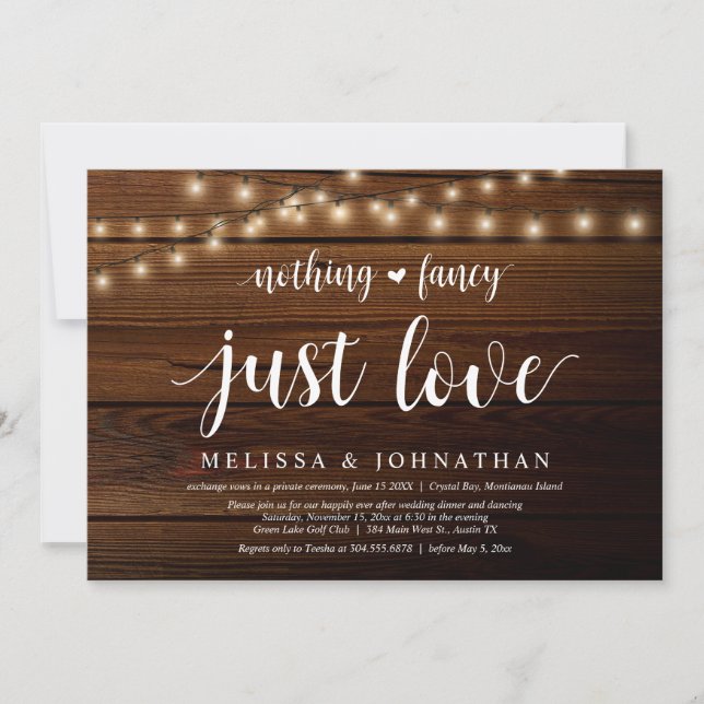 String Lights Farm, Wedding Elopement Dinner Party Invitation (Front)