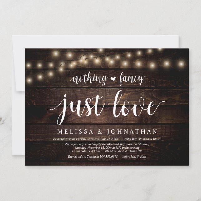 String Lights Farm, Wedding Elopement Dinner Party Invitation (Front)