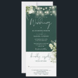 String Lights Floral Emerald All In One Wedding Invitation<br><div class="desc">An all-in-one emerald green wedding invitation featuring pretty string lights,  rustic botanical floral greenery and elegant typography. The invitation includes an RSVP card that can be cut off and guest information details. Designed by Thisisnotme©</div>