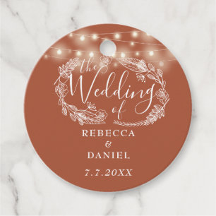 String Lights Floral Terracotta Wedding Favour Tags