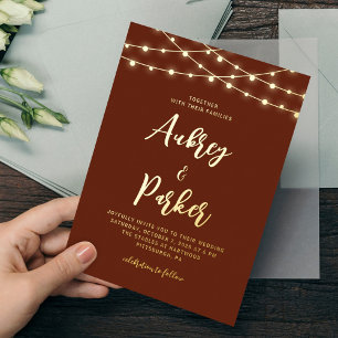 String Lights FOIL Custom Colour Wedding Invitatio