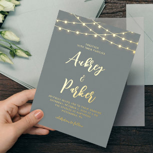 String Lights FOIL Custom Colour Wedding Invitatio